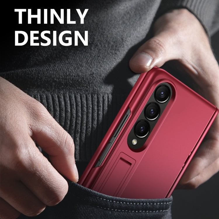 For Samsung Galaxy Z Fold3 All-inclusive Shockproof Phone Case with Holder(Red) - Galaxy Phone Cases by buy2fix | Online Shopping UK | buy2fix