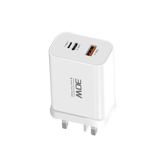 PD30W USB-C / Type-C + 8 Pin + USB Charger with Double Headed Type-C Data Cable(UK Plug) by buy2fix