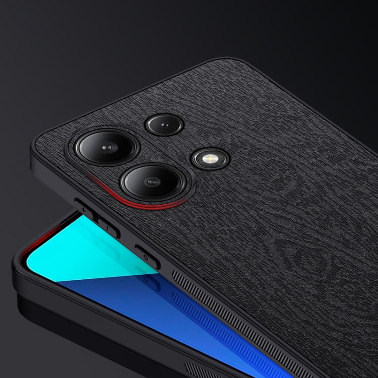 For Xiaomi Redmi Note 13 4G Tree Bark Leather Shockproof Phone Case(Grey) by buy2fix