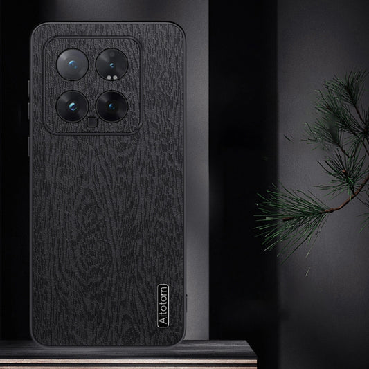 For Xiaomi 14 Tree Bark Leather Shockproof Phone Case(Black) by buy2fix