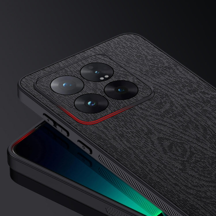 For Xiaomi 14 Pro Tree Bark Leather Shockproof Phone Case(Black) by buy2fix