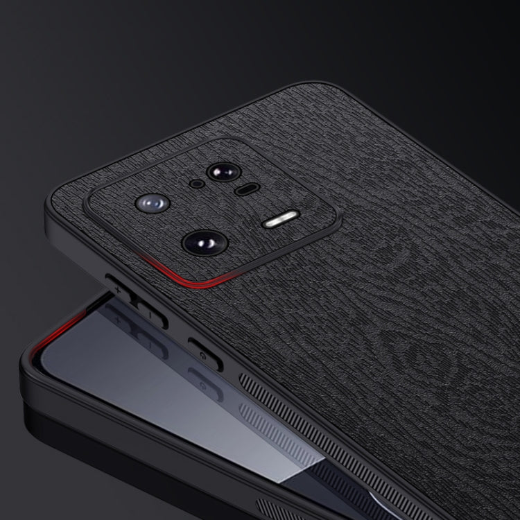 For Xiaomi 13 Pro Tree Bark Leather Shockproof Phone Case(Black) by buy2fix