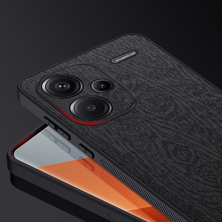 For Xiaomi Redmi Note 13 Pro+ Tree Bark Leather Shockproof Phone Case(Black) by buy2fix