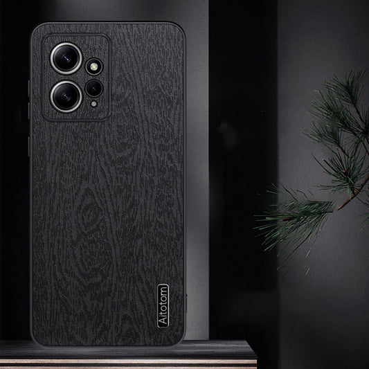 For Xiaomi Redmi Note 12 4G Global Tree Bark Leather Shockproof Phone Case(Grey) by buy2fix