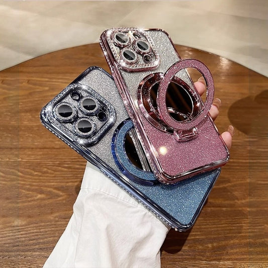 For iPhone 14 Plus Rhinestone Mirror Glitter MagSafe TPU Phone Case(Night Purple) by buy2fix