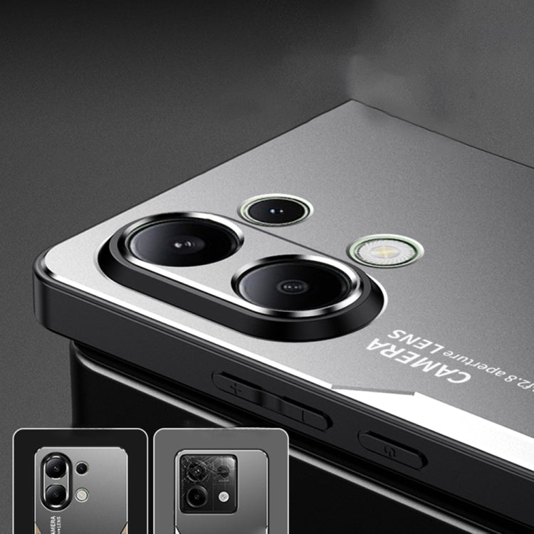 For Xiaomi Redmi Note 13 4G Blade Series TPU Hybrid Metal Phone Case(Silver) by buy2fix