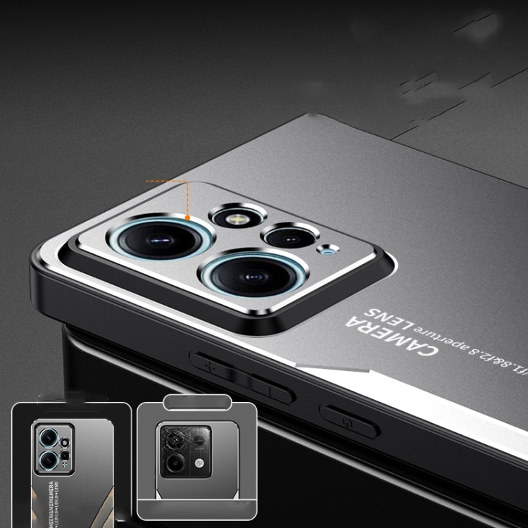 For Redmi Note 12 4G Global Blade Series TPU Hybrid Metal Phone Case(Blue) by buy2fix