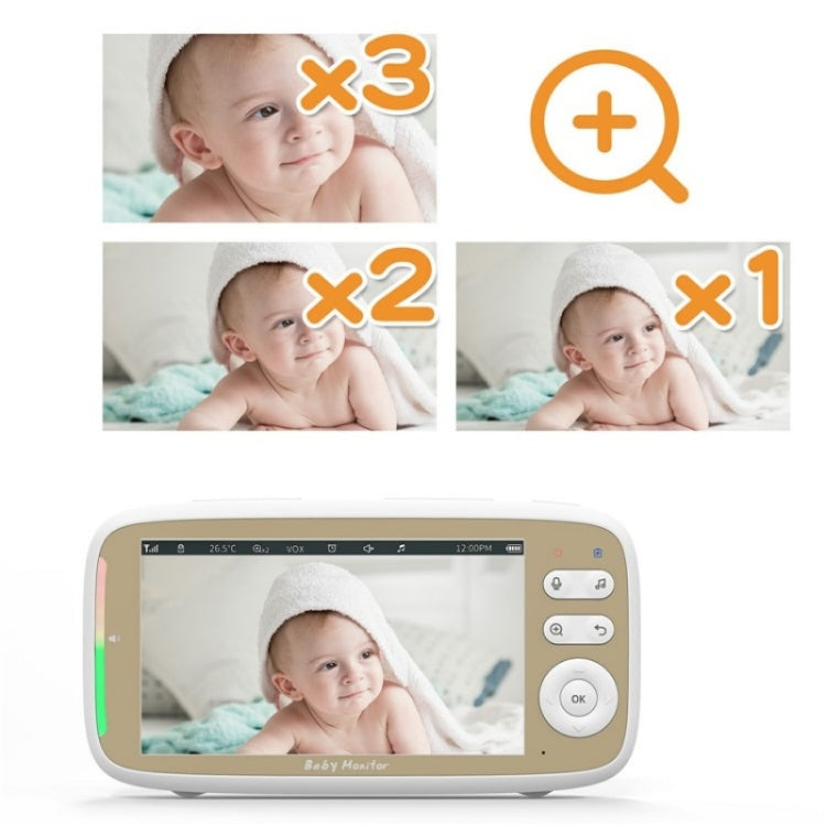VB803 Built-in Lullabies PTZ Rotation HD Baby Security Camera 5-inch Baby Monitor(US Plug) by buy2fix