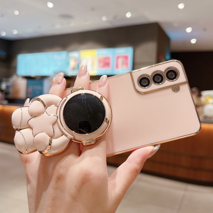 For Samsung Galaxy A15 5G Embrace Stars Electroplating Astronaut Holder Phone Case(Pink) by buy2fix