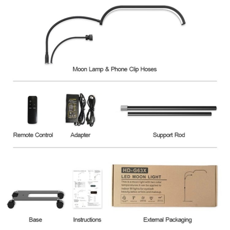 HD-G63X Floor Standing Remote Dimming LED Moon Lamp Manicure Eyelash Beauty Lamp(UK Plug) by buy2fix