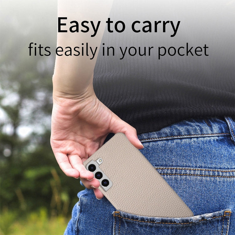 For Samsung Galaxy S22+ 5G Litchi Oil Edge Leather Back Phone Case(Khaki) by buy2fix