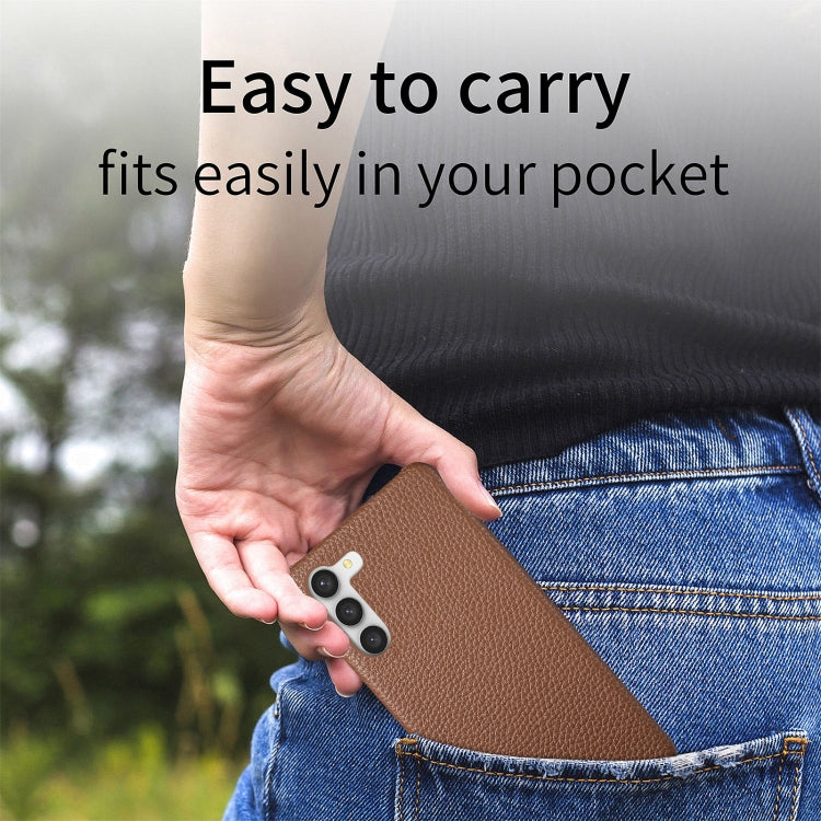 For Samsung Galaxy S23+ 5G Litchi Oil Edge Leather Back Phone Case(Brown) by buy2fix