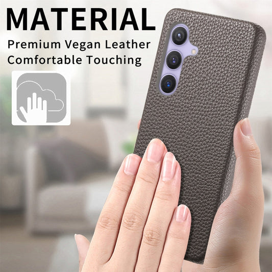 For Samsung Galaxy S24 5G Litchi Oil Edge Leather Back Phone Case(Grey) by buy2fix