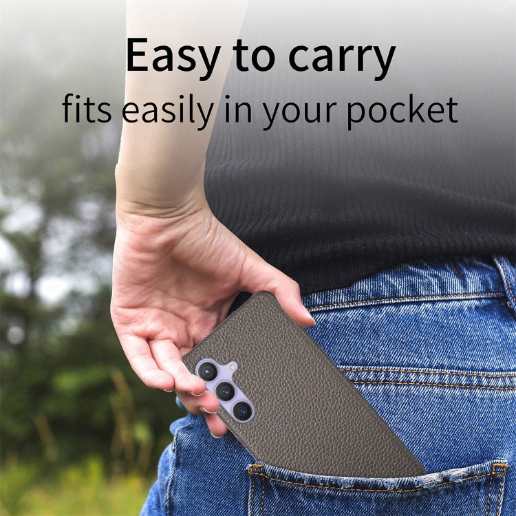 For Samsung Galaxy S24 5G Litchi Oil Edge Leather Back Phone Case(Grey) by buy2fix