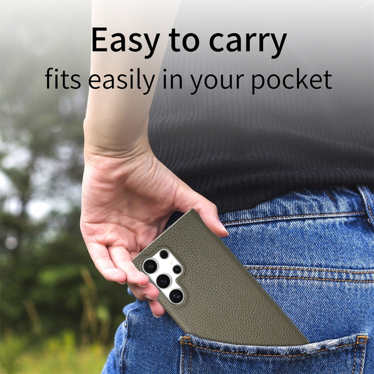 For Samsung Galaxy S24 Ultra 5G Litchi Oil Edge Leather Back Phone Case(Green) by buy2fix