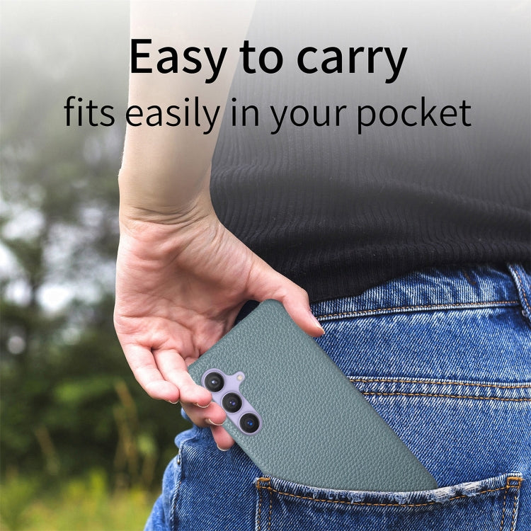 For Samsung Galaxy S24+ 5G Litchi Oil Edge Leather Back Phone Case(Blue) by buy2fix