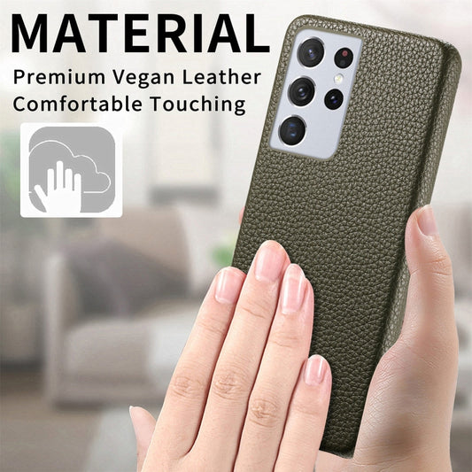 For Samsung Galaxy S21 Ultra 5G Litchi Oil Edge Leather Back Phone Case(Green) by buy2fix