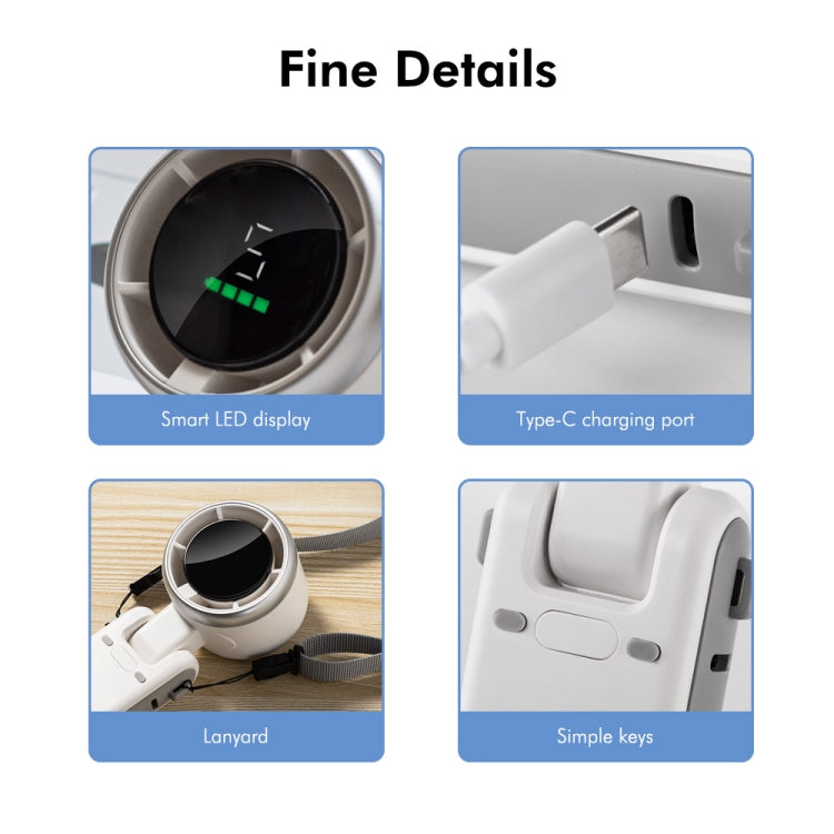 ENKAY Hat-Prince 3600mAh Battery Max 8H Cooling times Foldable Neck Turbo Fan with Digital Display(White) by ENKAY