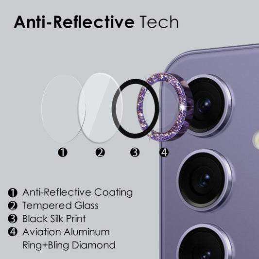 For Samsung Galaxy S24+ 5G NORTHJO Camera Lens Bling Glitter Metal Ring Tempered Glass Film(Purple) by NORTHJO
