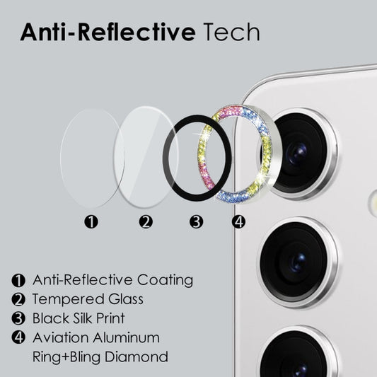 For Samsung Galaxy S24+ 5G NORTHJO Camera Lens Bling Glitter Metal Ring Tempered Glass Film(Colorful) by NORTHJO