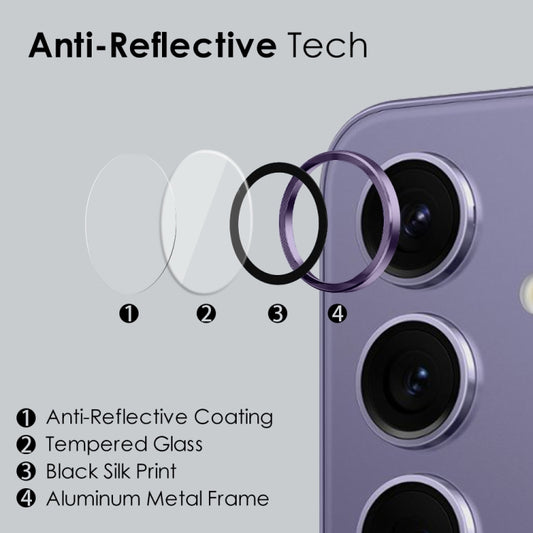 For Samsung Galaxy S24 5G NORTHJO Camera LensCD Vein Metal Ring Tempered Glass Film(Purple) by NORTHJO