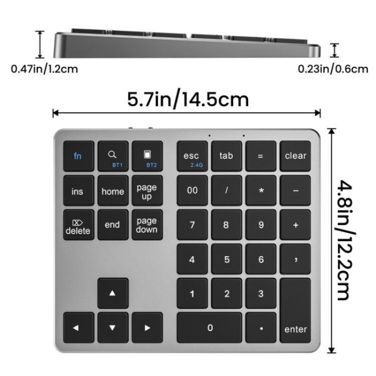 K-35 Computer Laptop Keyboard 35-Keys Tablet Accessories Bluetooth Keypad(Black Gray) by buy2fix