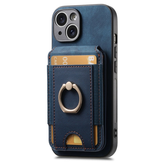 For iPhone 15 Pro Max Retro Splitable Magnetic Stand Card Bag Leather Phone Case(Blue) - iPhone 15 Pro Max Cases by buy2fix | Online Shopping UK | buy2fix