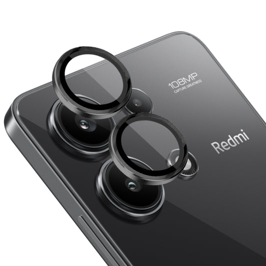 For Xiaomi Redmi Note 13 4G NORTHJO Camera LensCD Vein Metal Ring Tempered Glass Film(Black) - by NORTHJO | Online Shopping UK | buy2fix