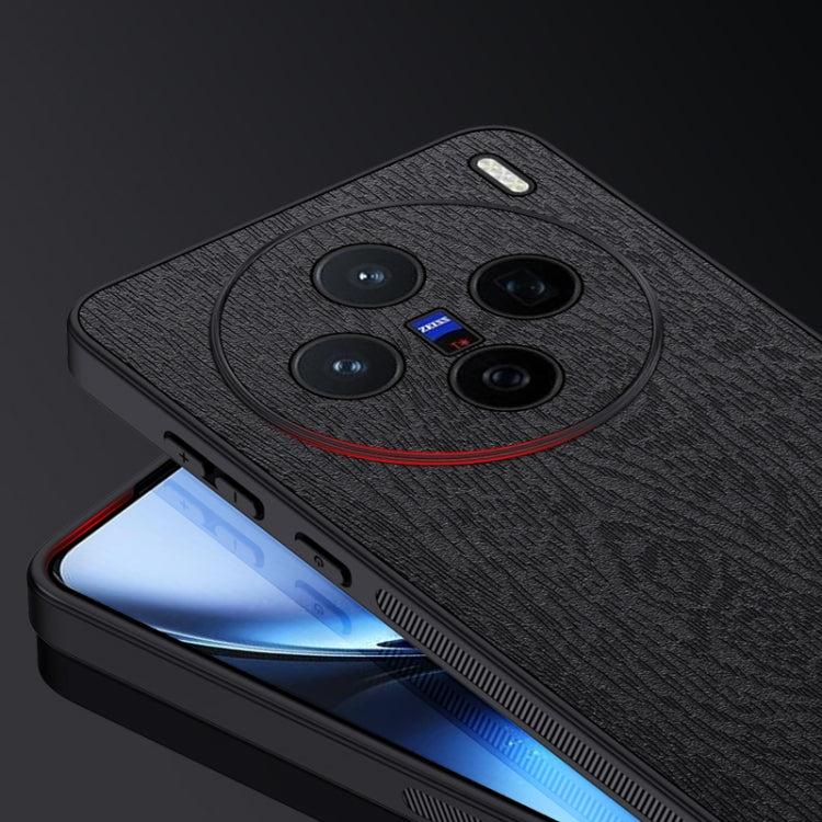 For vivo X200 Tree Bark Leather Shockproof Phone Case(Blue) by buy2fix