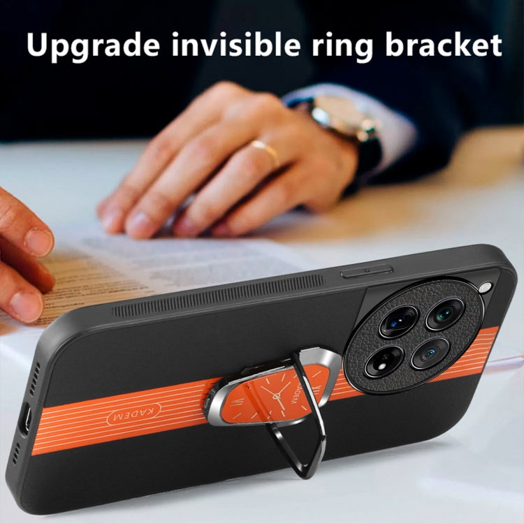 For OnePlus 12 Magnetic Litchi Leather Back Phone Case with Holder(Orange) by buy2fix