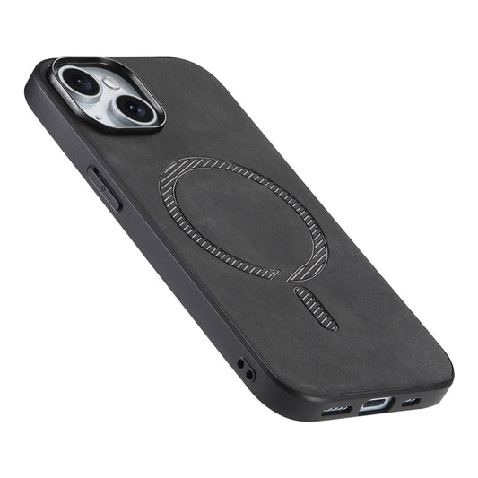 For iPhone 15 Solid Color Retro Magsafe PU Back Cover Phone Case(Black) by buy2fix