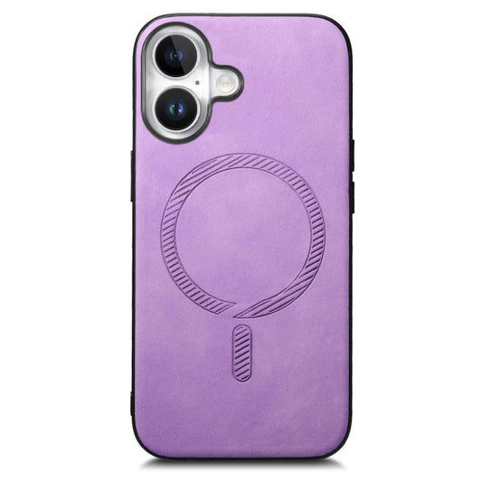 For iPhone 17 Solid Color Retro Magsafe PU Back Cover Phone Case(Purple) - iPhone 17 Cases by buy2fix | Online Shopping UK | buy2fix