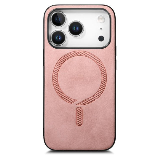 For iPhone 17 Pro Max Solid Color Retro Magsafe PU Back Cover Phone Case(Pink) - iPhone 17 Pro Max Cases by buy2fix | Online Shopping UK | buy2fix