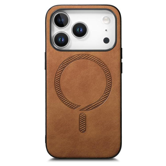 For iPhone 17 Pro Max Solid Color Retro Magsafe PU Back Cover Phone Case(Brown) - iPhone 17 Pro Max Cases by buy2fix | Online Shopping UK | buy2fix