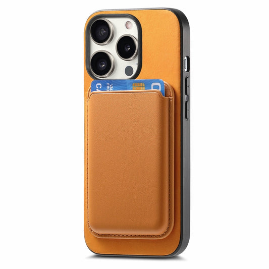 For iPhone 15 Pro Max Retro Magsafe Card Bag PU Back Cover Phone Case(Yellow) by buy2fix