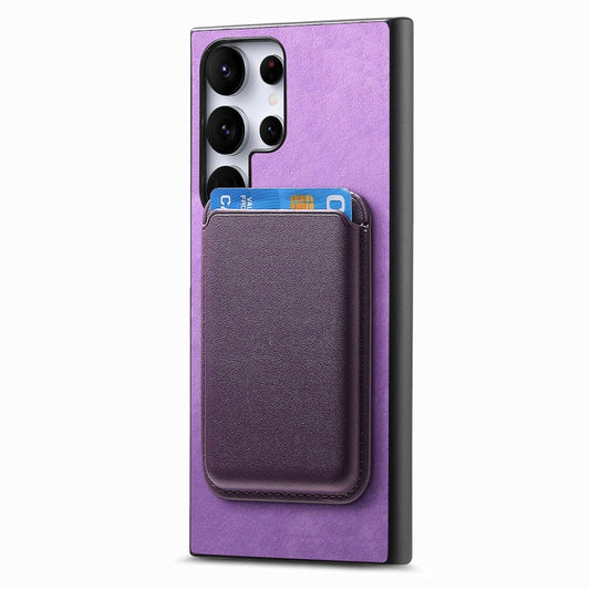 For Samsung Galaxy S25 Ultra 5G Retro Magsafe Card Bag PU Back Cover Phone Case(Purple) by buy2fix
