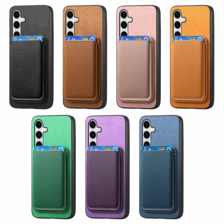 For Samsung Galaxy S25 Ultra 5G Retro Magsafe Card Bag PU Back Cover Phone Case(Blue) by buy2fix