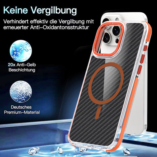 For iPhone 13 Magsafe Dual-Color Carbon Fiber Phone Case(Orange) by buy2fix