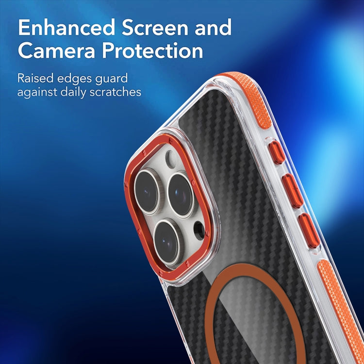 For iPhone 13 Magsafe Dual-Color Carbon Fiber Phone Case(Orange) by buy2fix