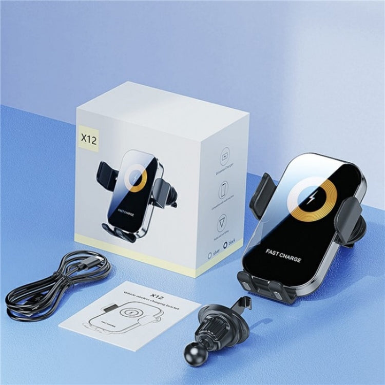 X12 Car Air Vent Touch Sensing Wireless Phone Charger Holder(Silver) by buy2fix