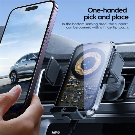 X11s 66W High Power Transparent Car Wireless Charger Phone Bracket(Titanium) by buy2fix