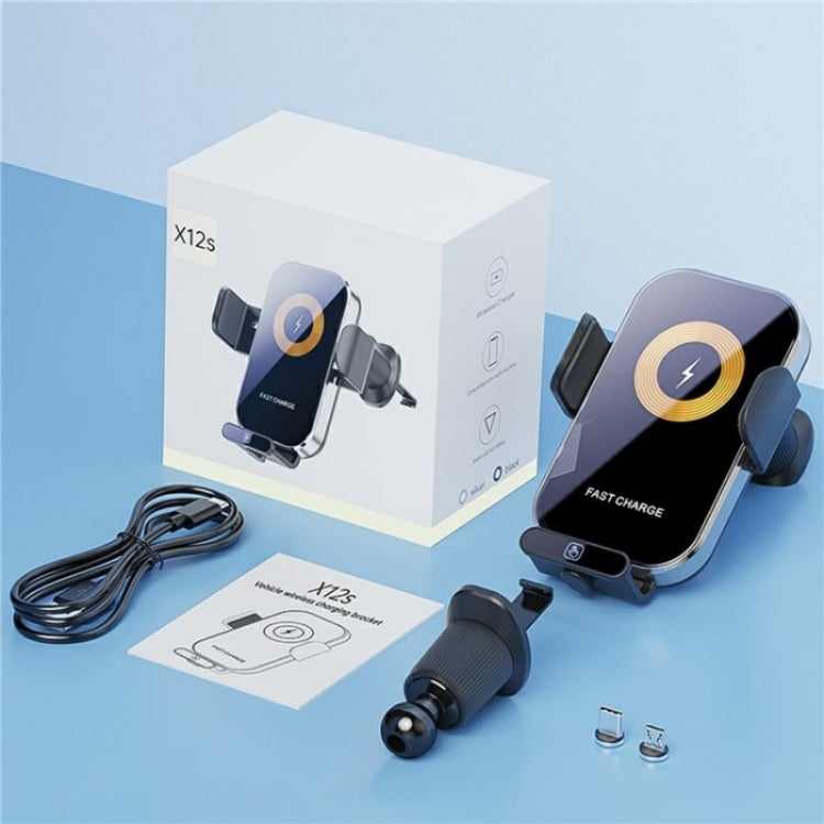 X12s Car Air Vent Wireless Charger 66W High Power Intelligent Induction Holder(Silver) by buy2fix