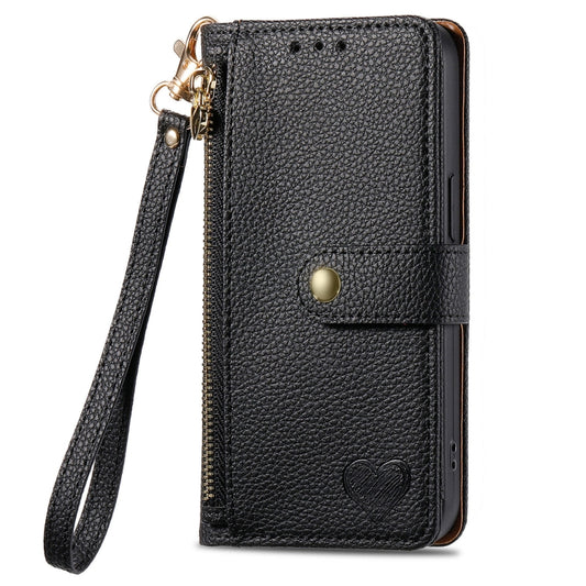 For Motorola Moto G Power 5G 2024 Love Zipper Lanyard Leather Phone Case(Black) by buy2fix