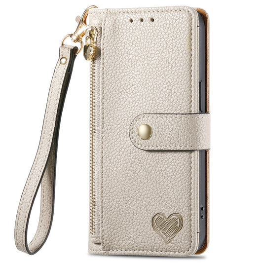 For Motorola Moto G Power 5G 2024 Love Zipper Lanyard Leather Phone Case(Gray) by buy2fix