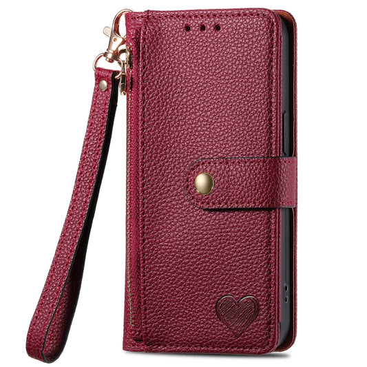 For Motorola Moto G Power 5G 2024 Love Zipper Lanyard Leather Phone Case(Red) by buy2fix