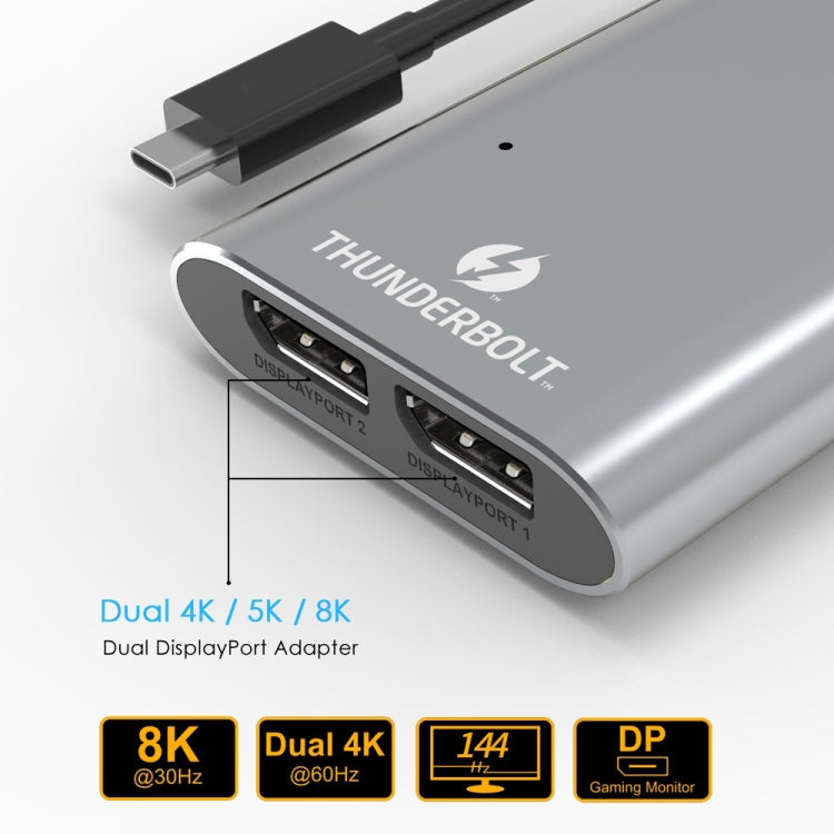 WAVLINK UTA21D DP 4K/5K/8K Video Thunderbolt 3 Type-C to Dual DisplayPort Adapter by WAVLINK