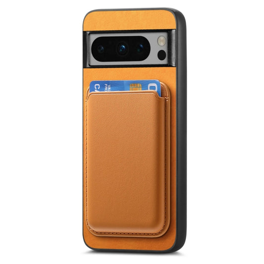 For Google Pixel 9 Retro Magsafe Card Bag PU Back Cover Phone Case(Yellow) by buy2fix
