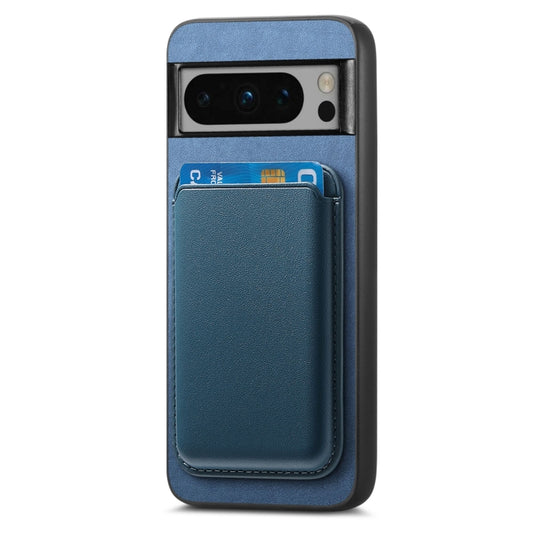 For Google Pixel 9 Retro Magsafe Card Bag PU Back Cover Phone Case(Blue) by buy2fix