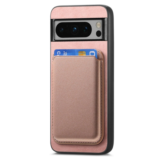 For Google Pixel 9 Pro Retro Magsafe Card Bag PU Back Cover Phone Case(Pink) by buy2fix
