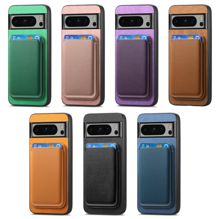 For Google Pixel 9 Pro Retro Magsafe Card Bag PU Back Cover Phone Case(Blue) by buy2fix